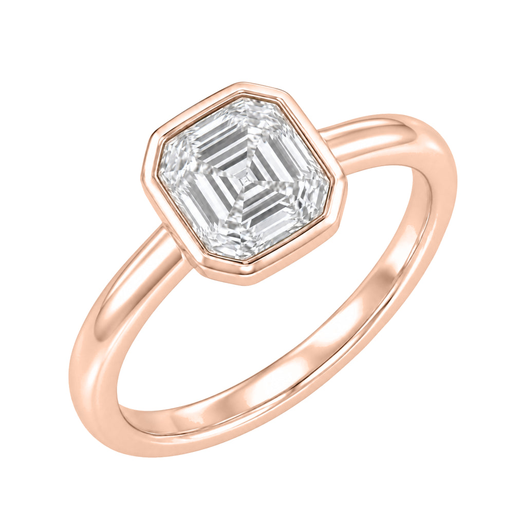 1-6 ctw Asscher Solitaire Bezel Engagement Ring