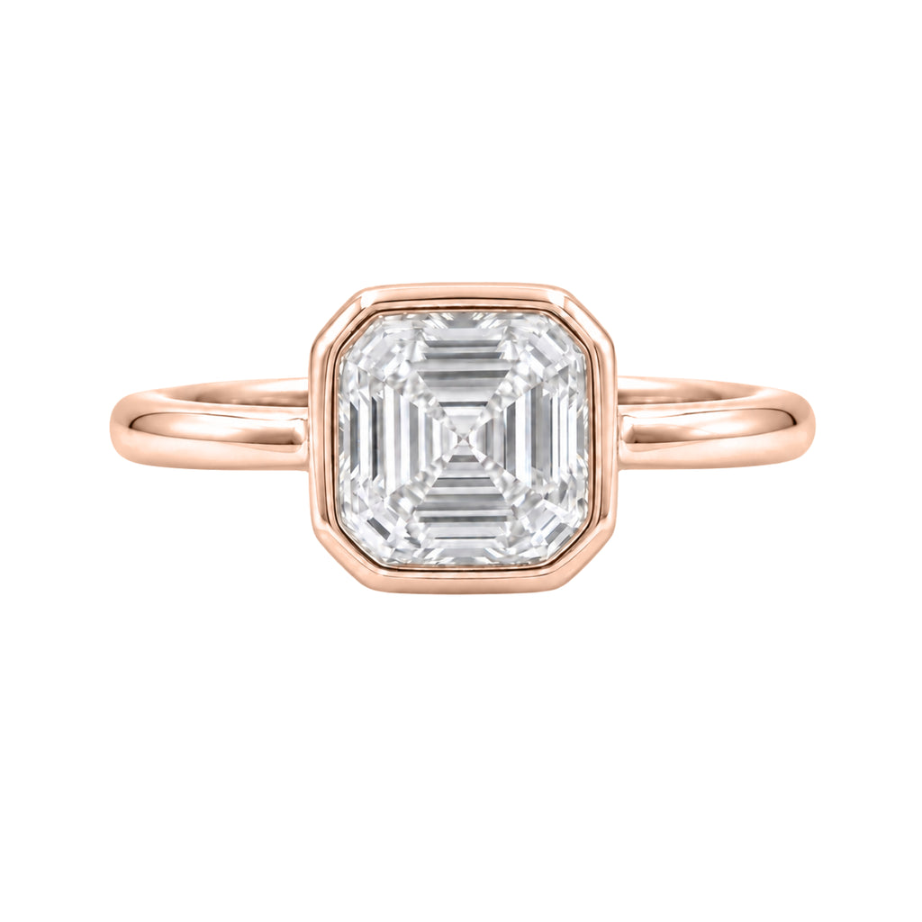 1-6 ctw Asscher Solitaire Bezel Engagement Ring