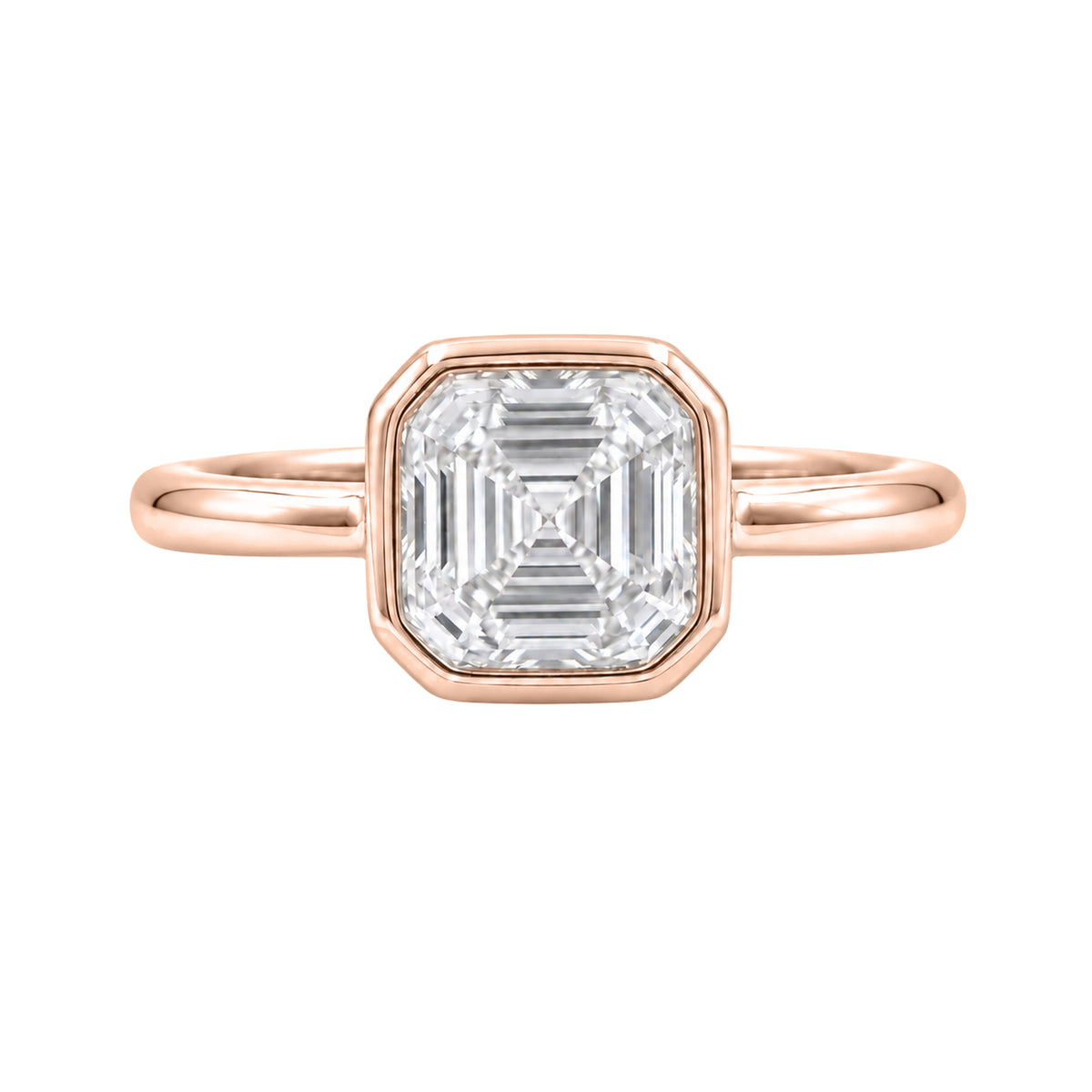 1-6 ctw Asscher Solitaire Bezel Engagement Ring