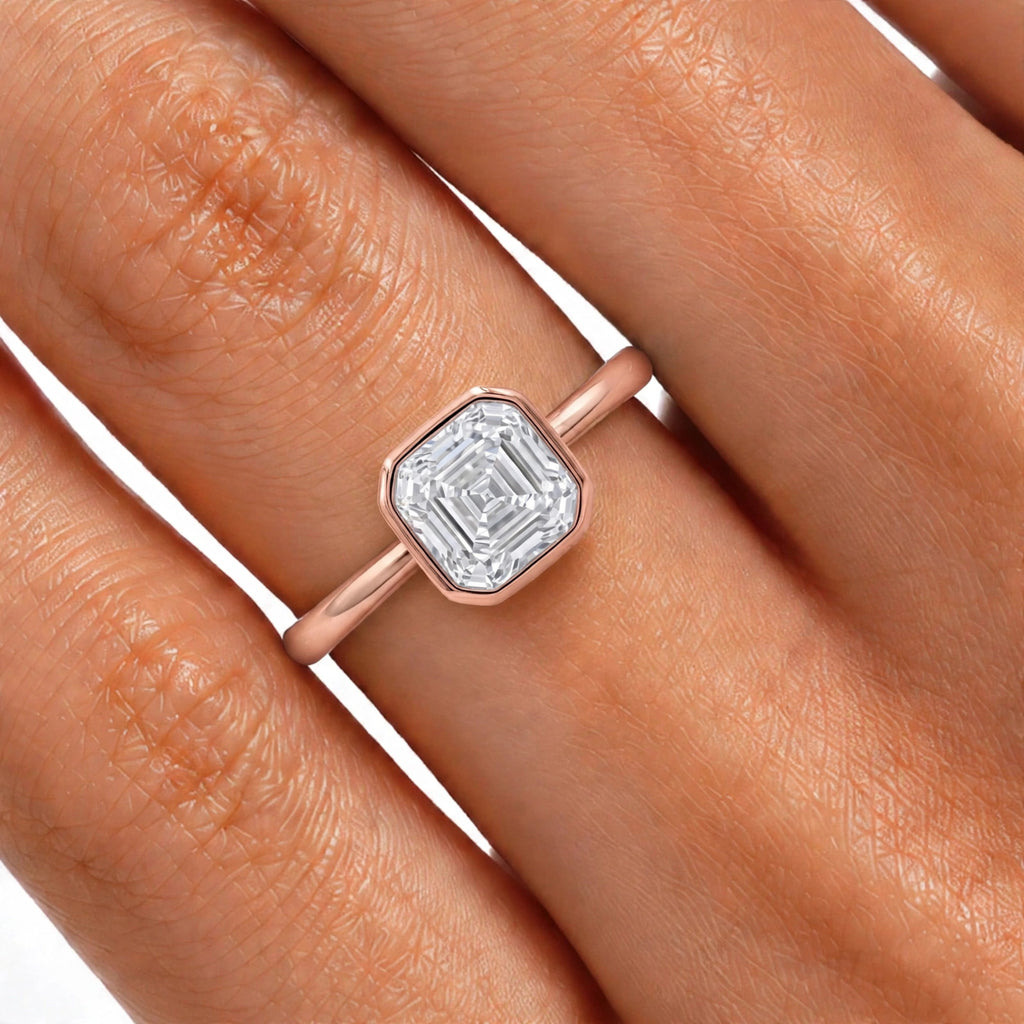 1-6 ctw Asscher Solitaire Bezel Engagement Ring