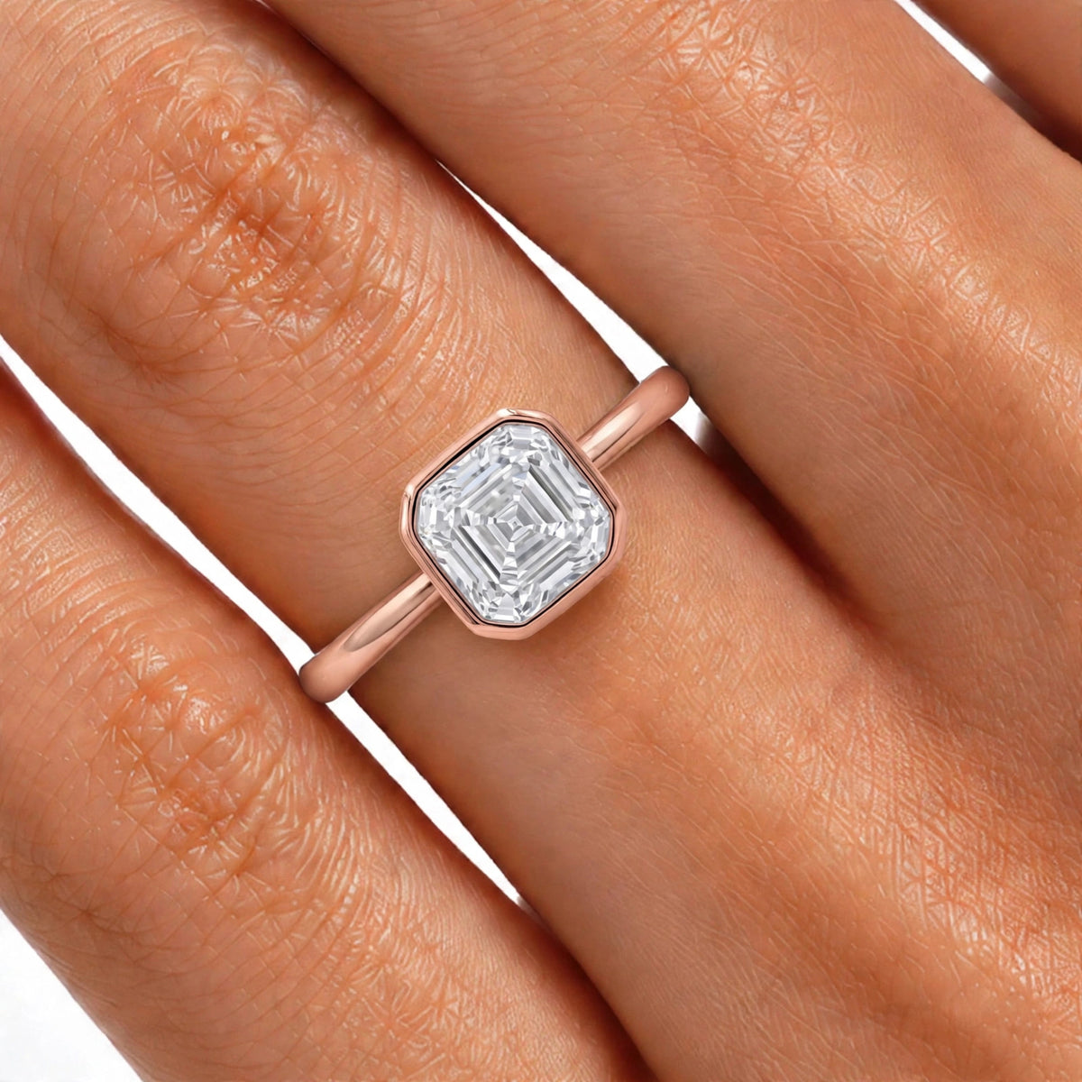 1-6 ctw Asscher Solitaire Bezel Engagement Ring