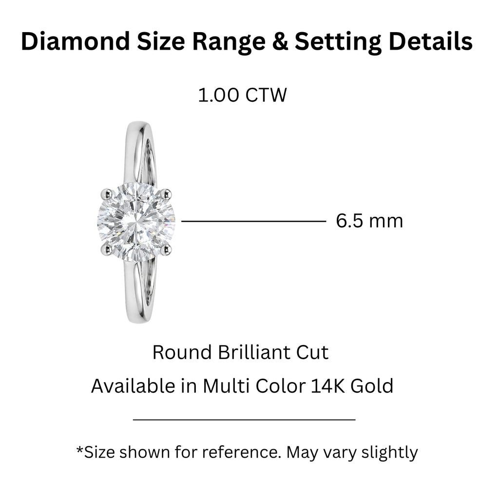 1.00-6.00 Carat T.W. Round-cut IGI Certified Lab Grown Diamond (F/VS+) 14K Gold Solitaire Ring