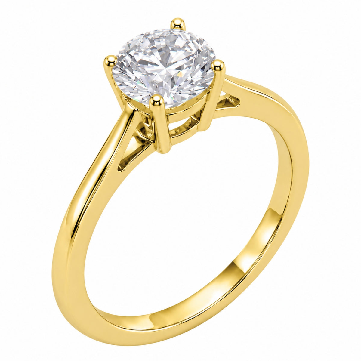 1.00-6.00 Carat T.W. Round-cut IGI Certified Lab Grown Diamond (F/VS+) 14K Gold Solitaire Ring