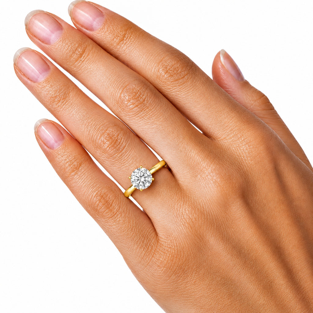 1.00-6.00 Carat T.W. Round-cut IGI Certified Lab Grown Diamond (F/VS+) 14K Gold Solitaire Ring
