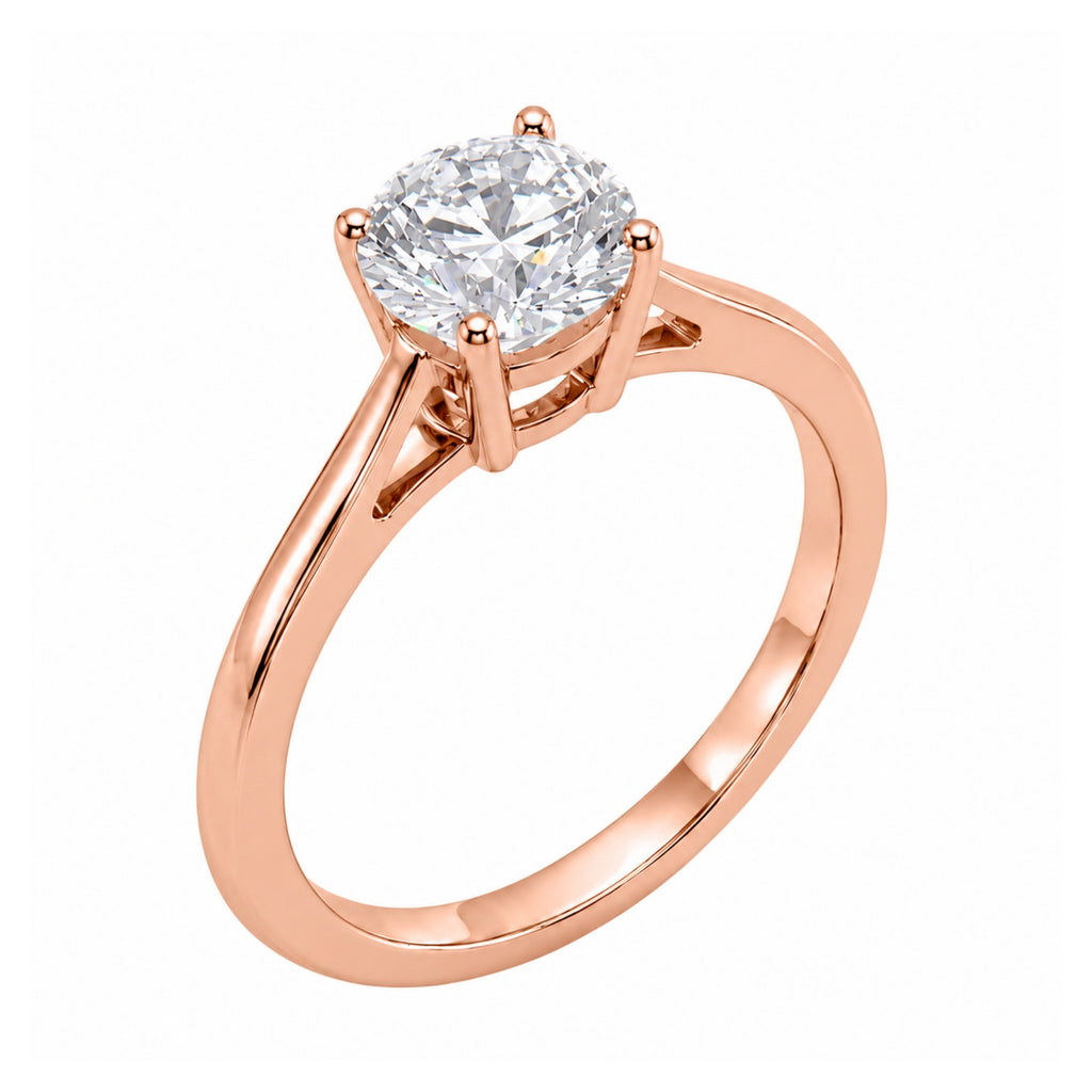 1.00-6.00 Carat T.W. Round-cut IGI Certified Lab Grown Diamond (F/VS+) 14K Gold Solitaire Ring