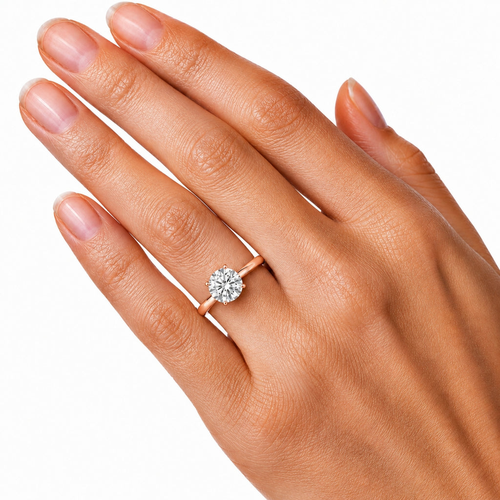 1.00-6.00 Carat T.W. Round-cut IGI Certified Lab Grown Diamond (F/VS+) 14K Gold Solitaire Ring