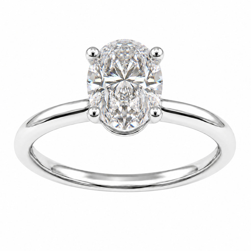 1.00-6.00 Carat T.W. Oval-cut IGI Certified IGI Certified Lab Grown Diamond (F/VS+) 14K Gold Solitaire Ring