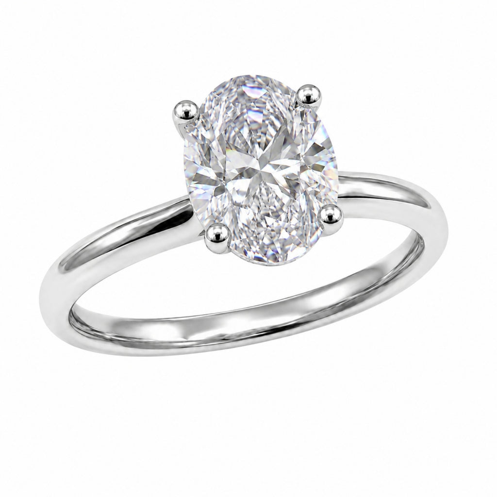 1.00-6.00 Carat T.W. Oval-cut IGI Certified IGI Certified Lab Grown Diamond (F/VS+) 14K Gold Solitaire Ring