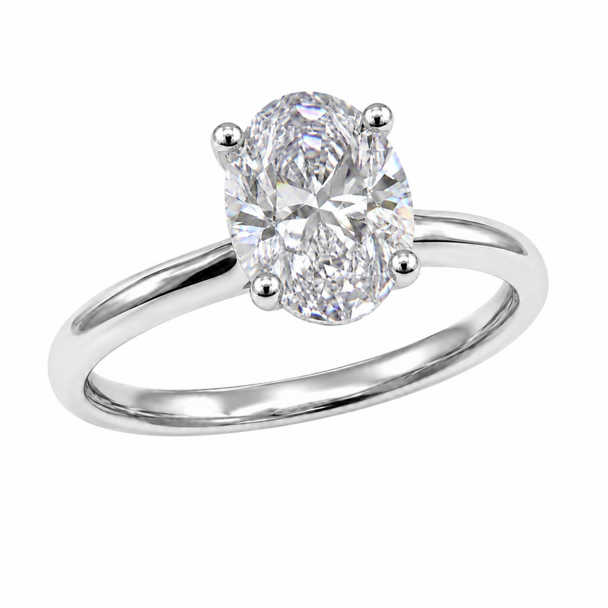1.00-6.00 Carat T.W. Oval-cut IGI Certified IGI Certified Lab Grown Diamond (F/VS+) 14K Gold Solitaire Ring