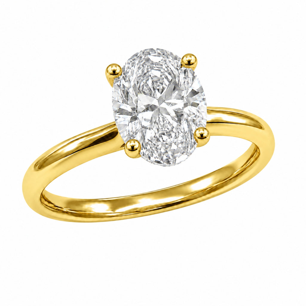 1.00-6.00 Carat T.W. Oval-cut IGI Certified IGI Certified Lab Grown Diamond (F/VS+) 14K Gold Solitaire Ring