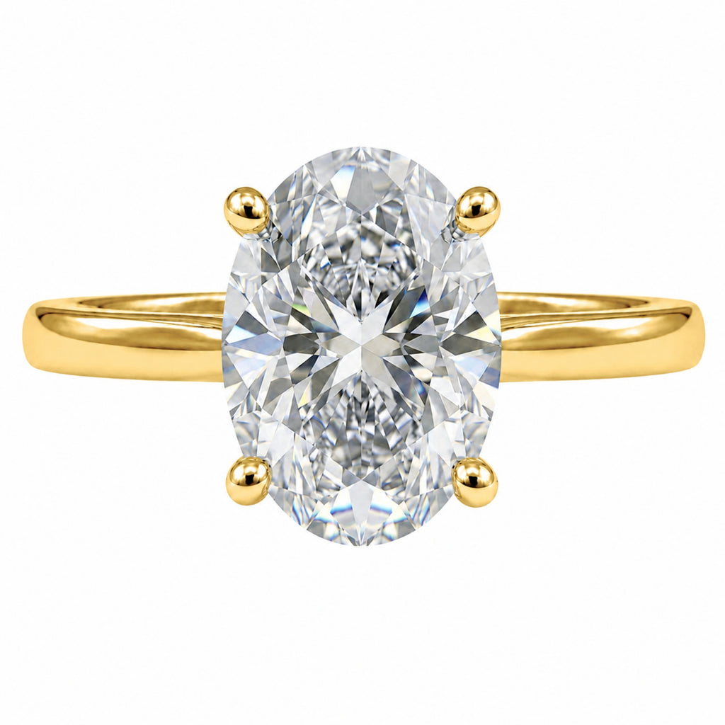1.00-6.00 Carat T.W. Oval-cut IGI Certified IGI Certified Lab Grown Diamond (F/VS+) 14K Gold Solitaire Ring