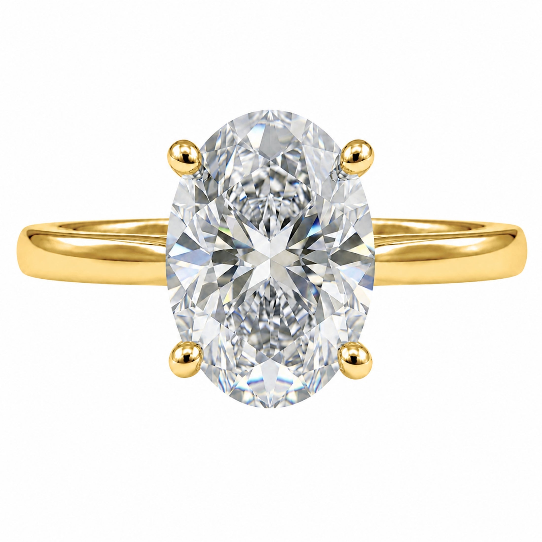 1.00-6.00 Carat T.W. Oval-cut IGI Certified IGI Certified Lab Grown Diamond (F/VS+) 14K Gold Solitaire Ring