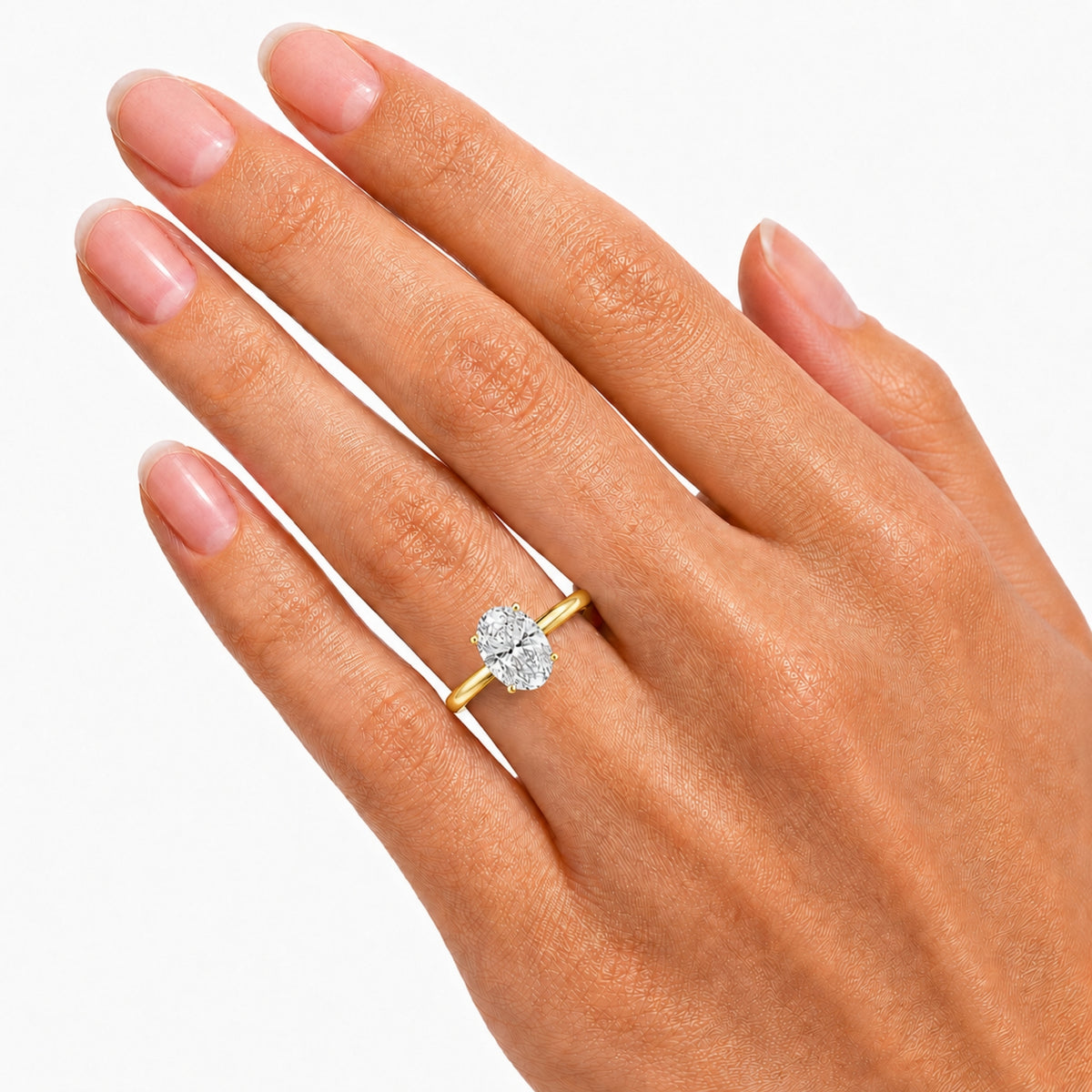 1.00-6.00 Carat T.W. Oval-cut IGI Certified IGI Certified Lab Grown Diamond (F/VS+) 14K Gold Solitaire Ring