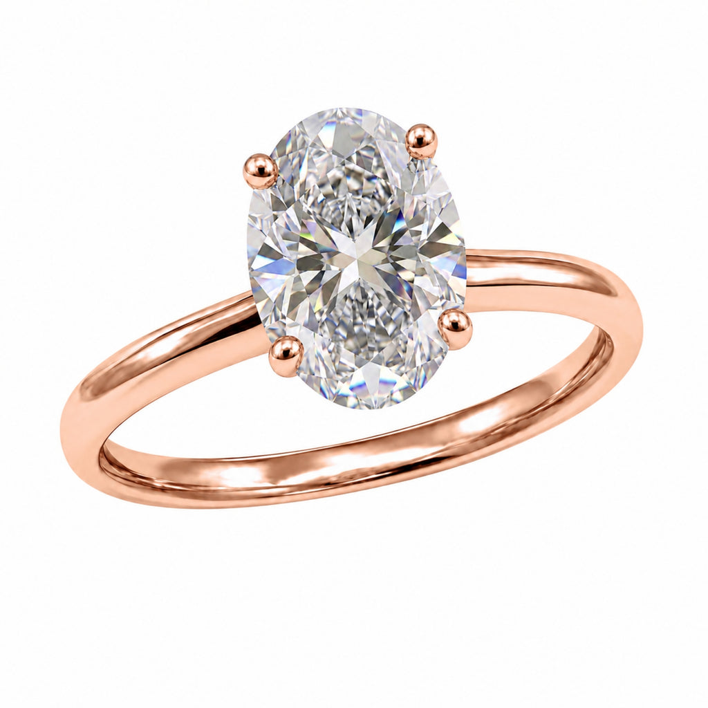 1.00-6.00 Carat T.W. Oval-cut IGI Certified IGI Certified Lab Grown Diamond (F/VS+) 14K Gold Solitaire Ring