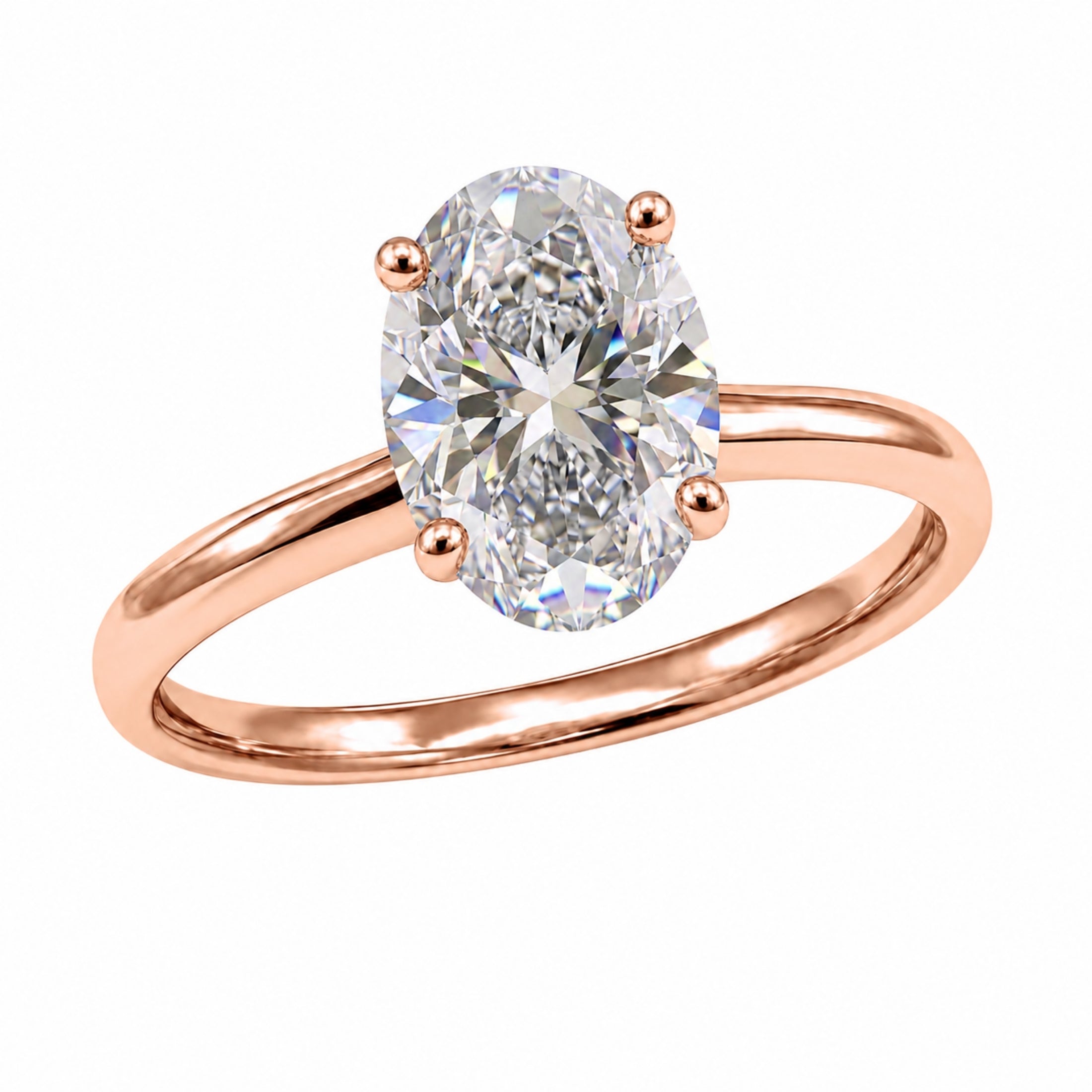 1.00-6.00 Carat T.W. Oval-cut IGI Certified IGI Certified Lab Grown Diamond (F/VS+) 14K Gold Solitaire Ring