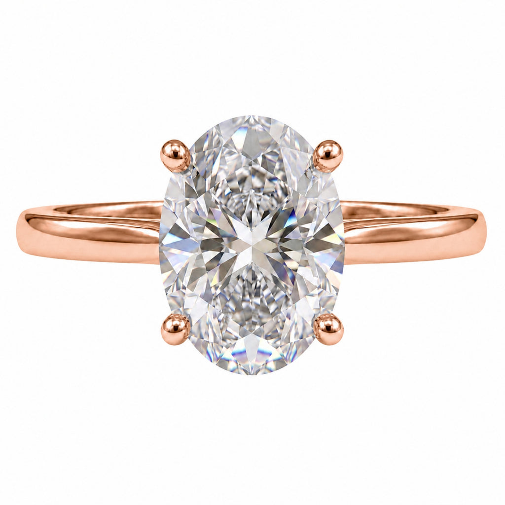 1.00-6.00 Carat T.W. Oval-cut IGI Certified IGI Certified Lab Grown Diamond (F/VS+) 14K Gold Solitaire Ring