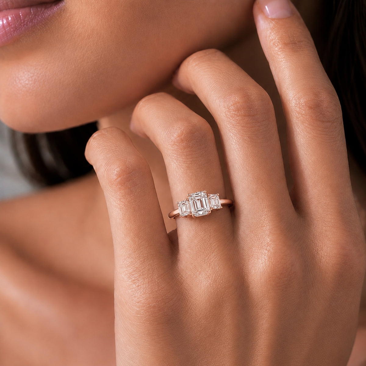 Diamonair 3 Stone Ring Set - Lab Grown Diamond 14K Gold 3 Stone Ring