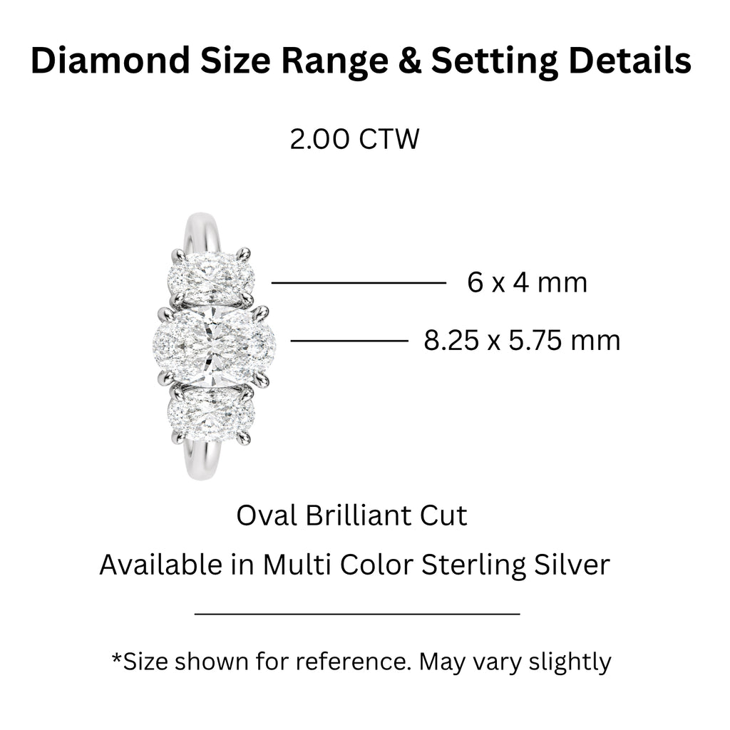 2.00-5.00 Carat T.W. Oval-cut Lab Grown Diamond (F/VS+) 14K Gold 3 Stone Ring