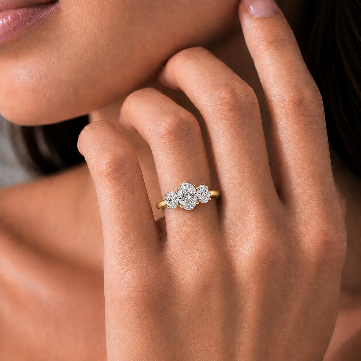 Diamonair 3 Stone Ring Set - Lab Grown Diamond 14K Gold 3 Stone Ring