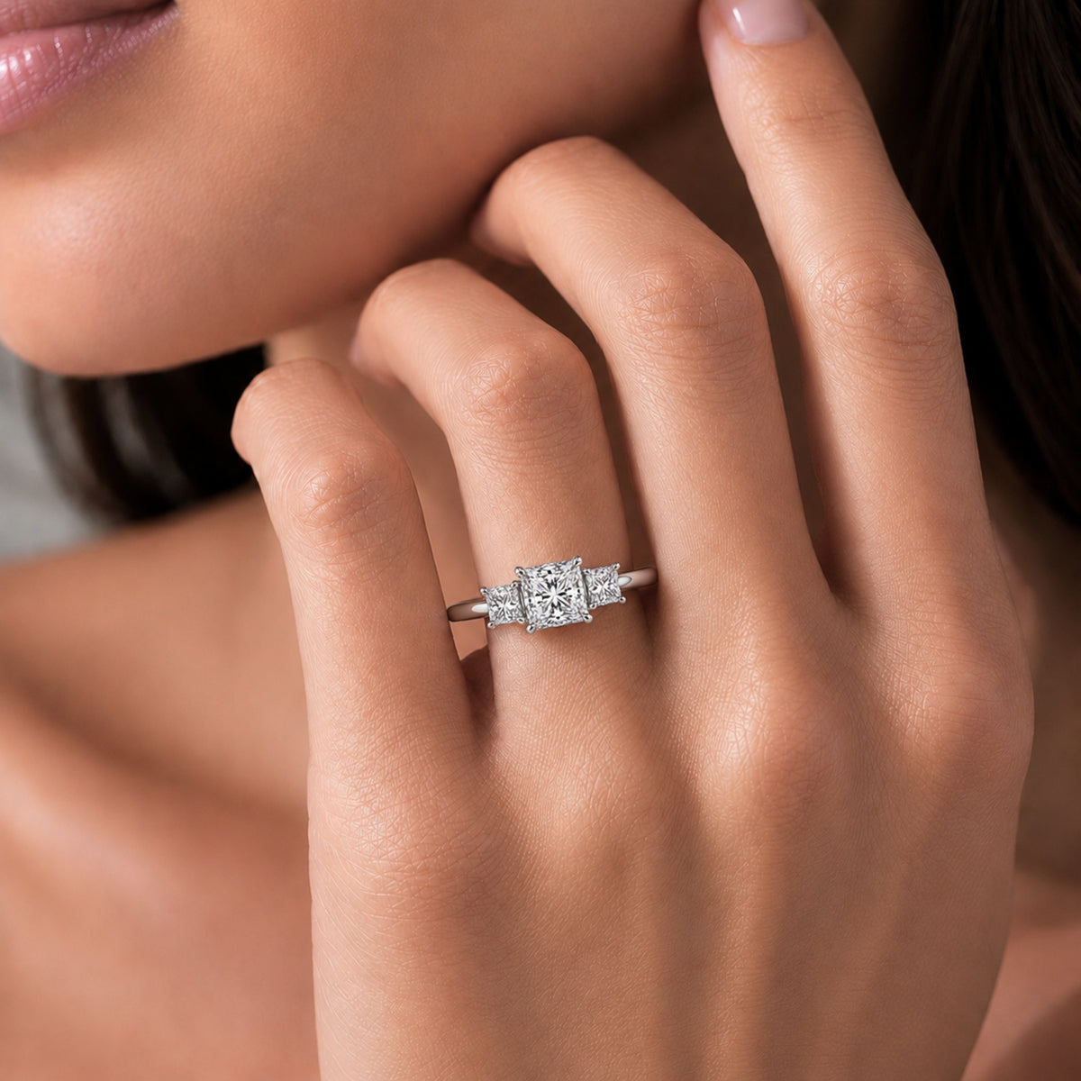 Diamonair 3 Stone Ring Set - Lab Grown Diamond 14K Gold 3 Stone Ring