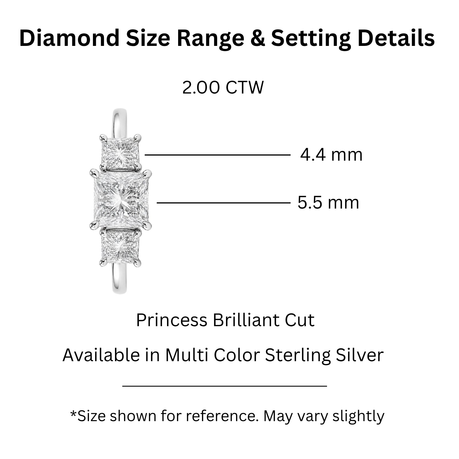 2.00-5.00 Carat T.W. Princess-cut Lab Grown Diamond (F/VS+) 14K Gold 3 Stone Ring