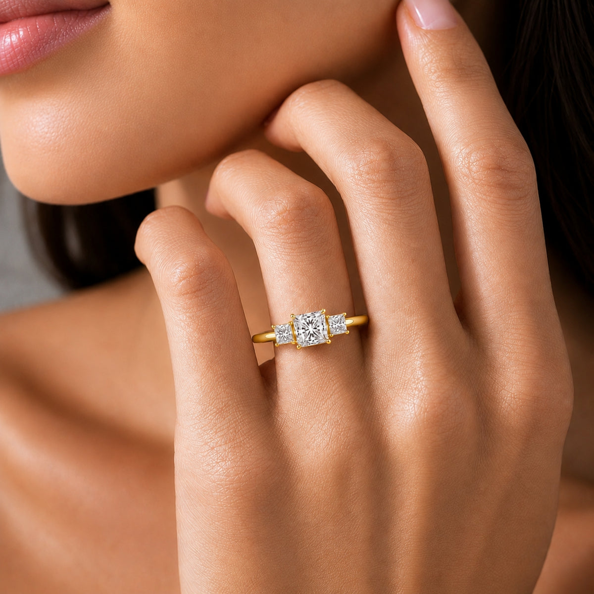 Diamonair 3 Stone Ring Set - Lab Grown Diamond 14K Gold 3 Stone Ring