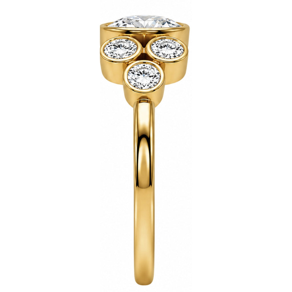 2.00 Carat T.W. Round-cut Lab Grown Diamond (F/VS+) 14K Gold Bezel Set 7 Stone Ring