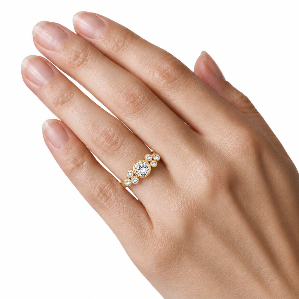 2.00 Carat T.W. Round-cut Lab Grown Diamond (F/VS+) 14K Gold Bezel Set 7 Stone Ring