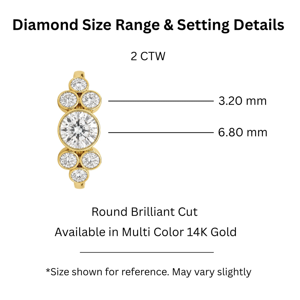 2.00 Carat T.W. Round-cut Lab Grown Diamond (F/VS+) 14K Gold Bezel Set 7 Stone Ring