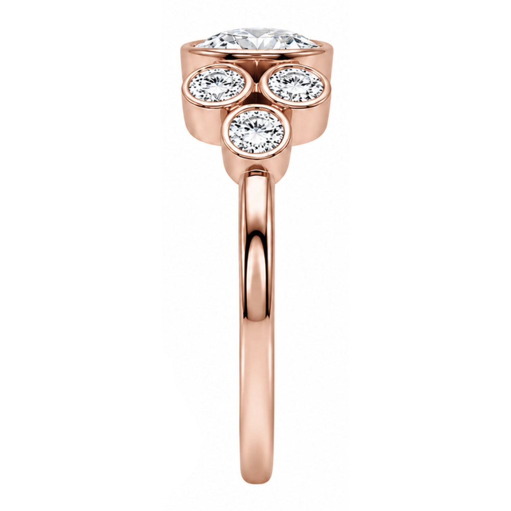 2.00 Carat T.W. Round-cut Lab Grown Diamond (F/VS+) 14K Gold Bezel Set 7 Stone Ring