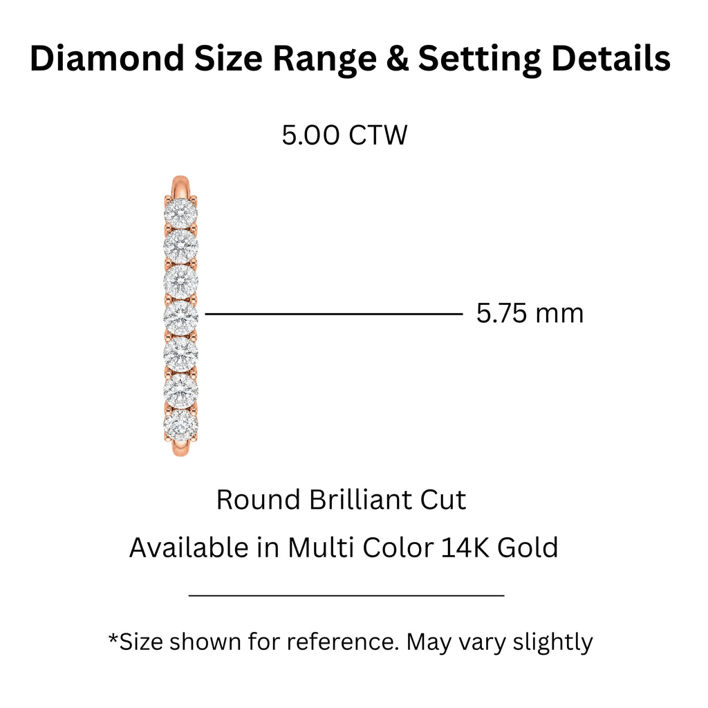 2.00-5.00 Carat T.W. Round-cut Lab Grown Diamond (F/VS+) 14K Gold 7 Stone Band Ring