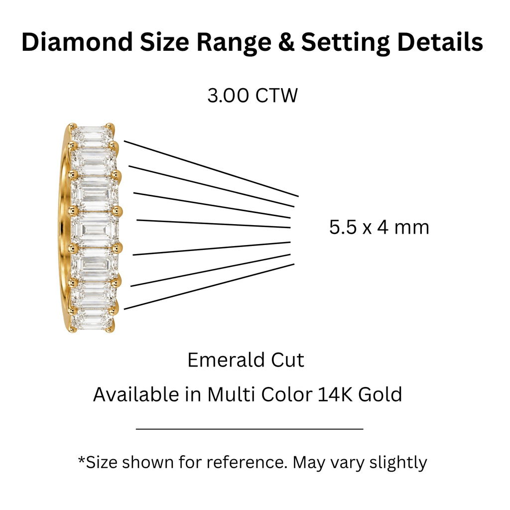 2.00 - 5.00 Carat T.W. Emerald-cut Lab Grown Diamond (F/VS+) 14K Gold 7 Stone Band Ring