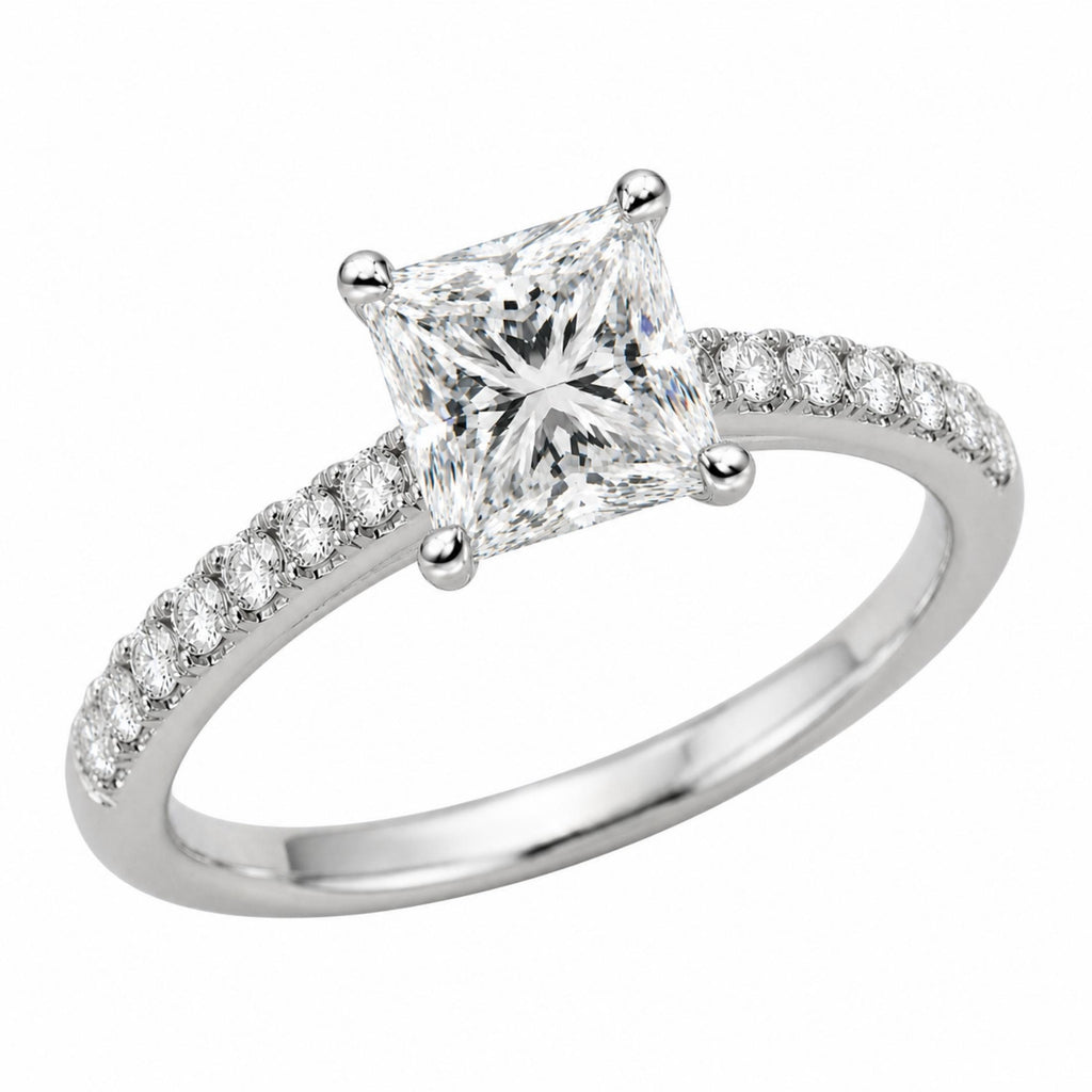1.50-4.50 Carat T.W. Princess and Round-cut Lab Grown Diamond (F/VS+) 14K Gold Solitaire Band Ring
