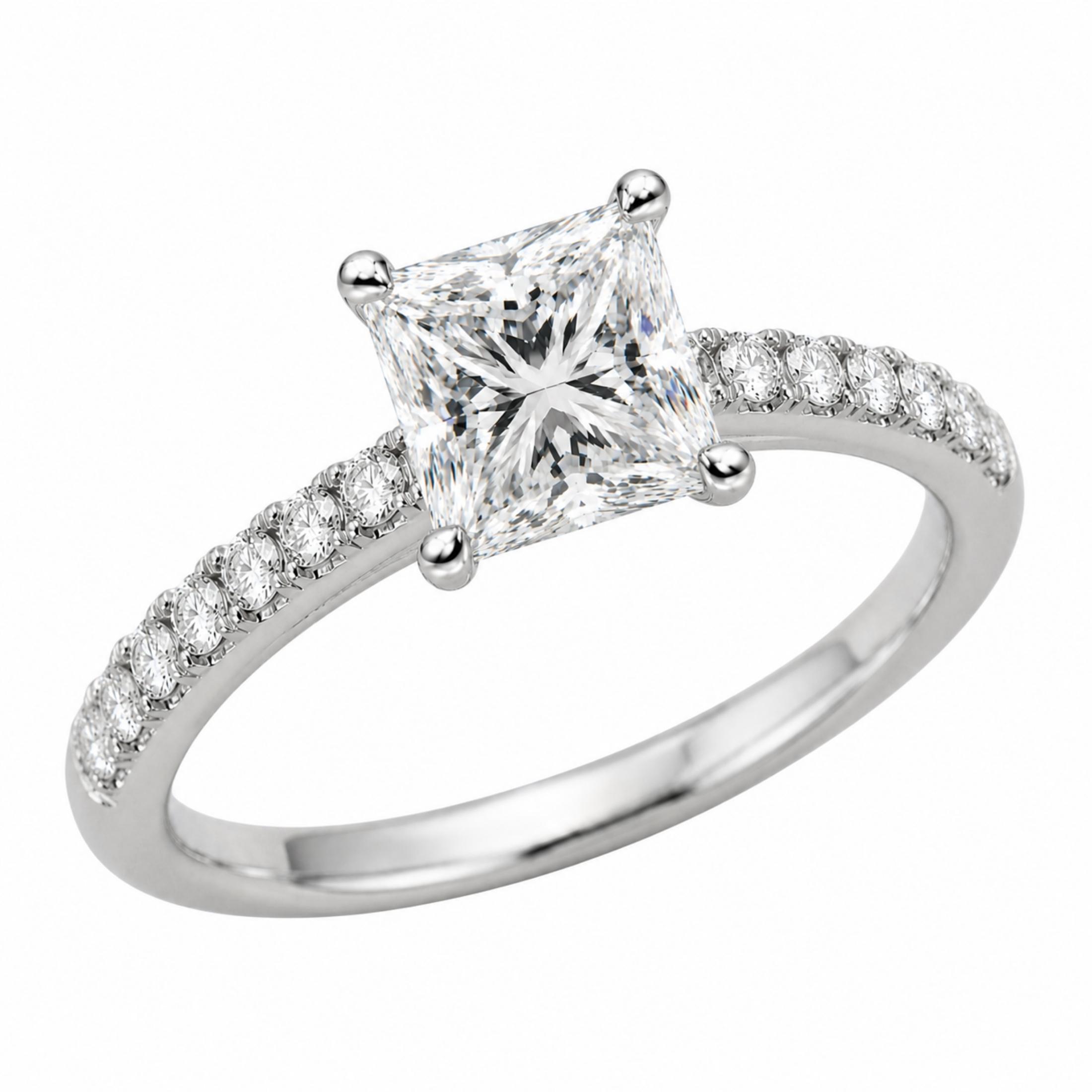 1.50-4.50 Carat T.W. Princess and Round-cut Lab Grown Diamond (F/VS+) 14K Gold Solitaire Band Ring
