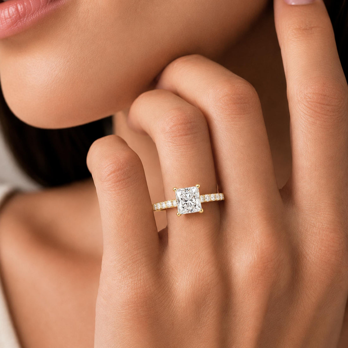 Diamonair Solitaire Band Ring Set - Lab Grown Diamond 14K Gold Solitaire Band Ring