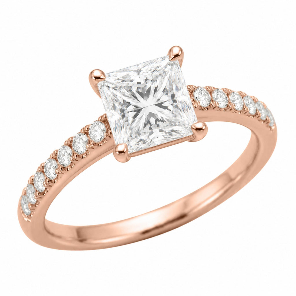1.50-4.50 Carat T.W. Princess and Round-cut Lab Grown Diamond (F/VS+) 14K Gold Solitaire Band Ring