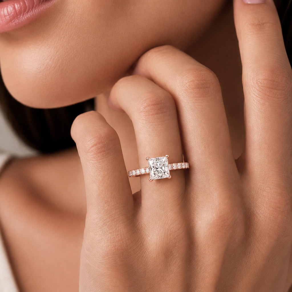 Diamonair Solitaire Band Ring Set - Lab Grown Diamond 14K Gold Solitaire Band Ring
