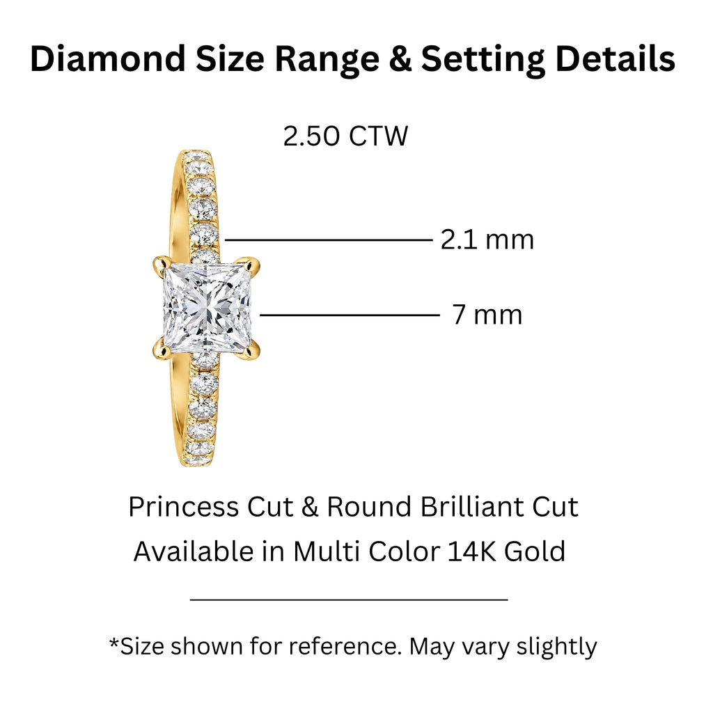 1.50-4.50 Carat T.W. Princess and Round-cut Lab Grown Diamond (F/VS+) 14K Gold Solitaire Band Ring
