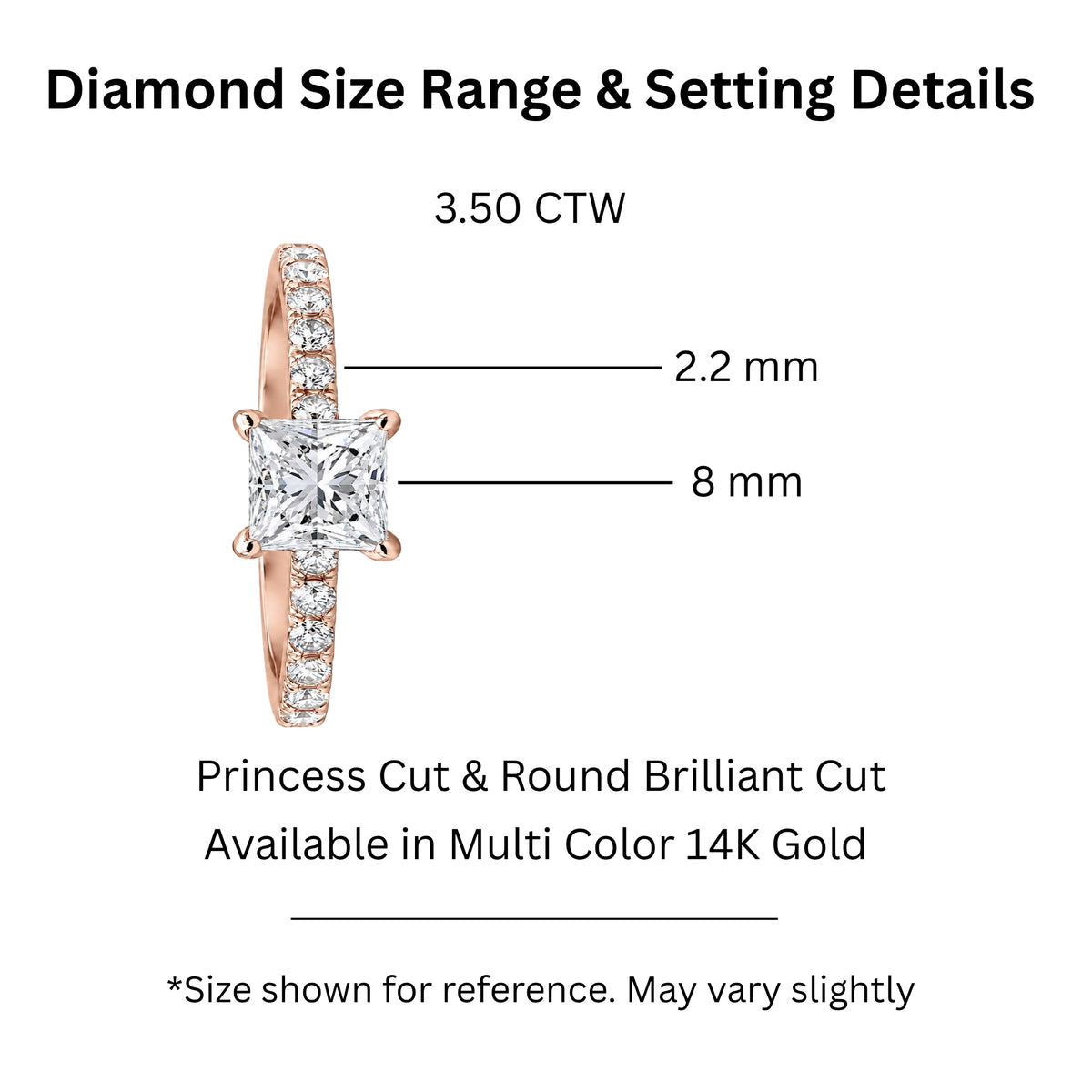1.50-4.50 Carat T.W. Princess and Round-cut Lab Grown Diamond (F/VS+) 14K Gold Solitaire Band Ring