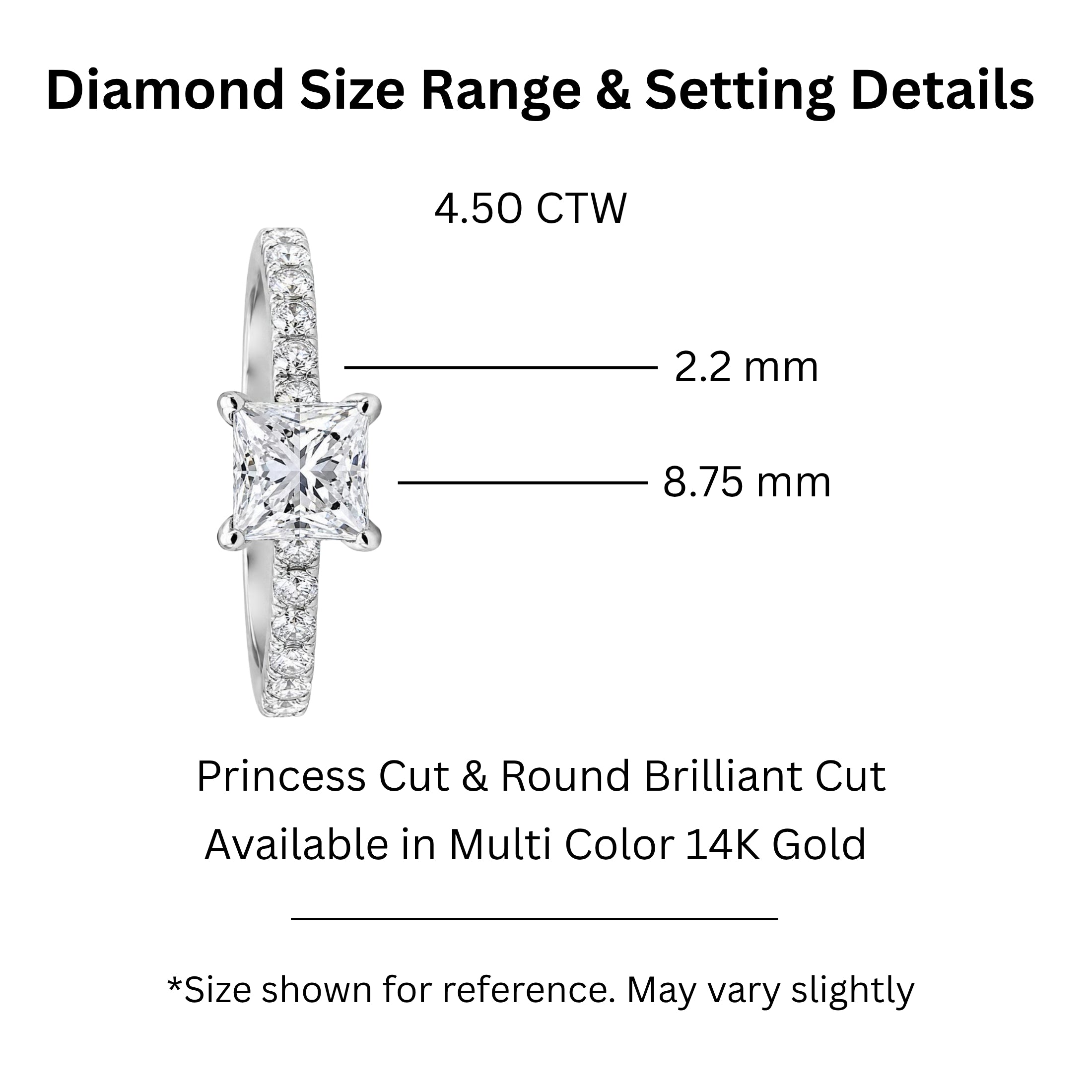 1.50-4.50 Carat T.W. Princess and Round-cut Lab Grown Diamond (F/VS+) 14K Gold Solitaire Band Ring