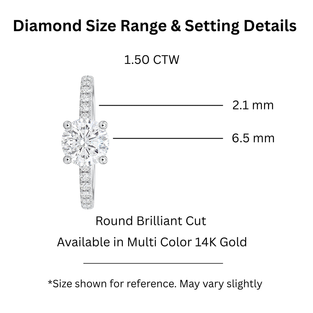 1.50-4.50 Carat T.W. Round-cut Lab Grown Diamond (F/VS+) 14K Gold Solitaire Band Ring