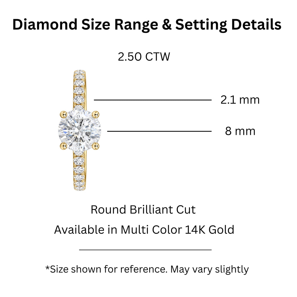 1.50-4.50 Carat T.W. Round-cut Lab Grown Diamond (F/VS+) 14K Gold Solitaire Band Ring
