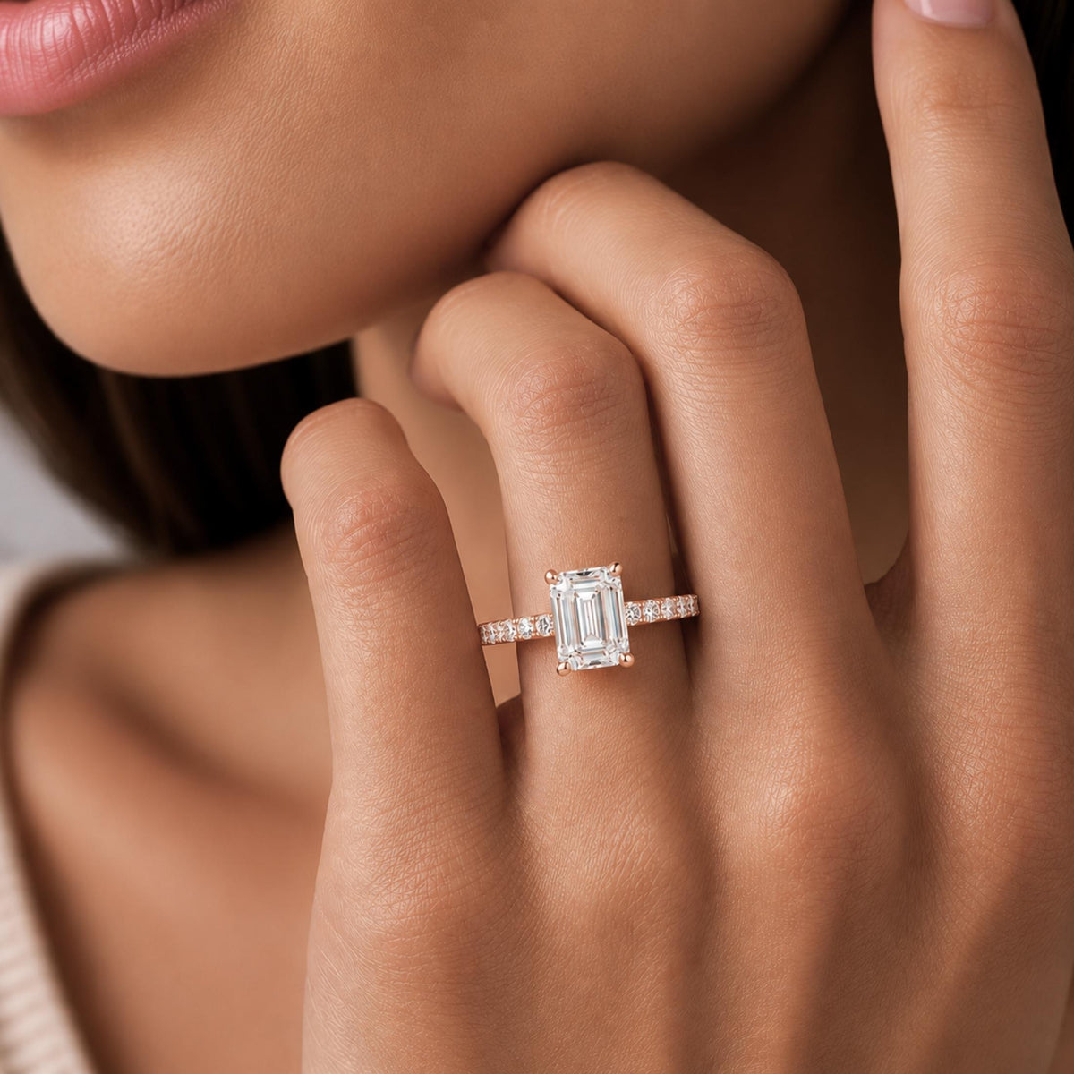 Diamonair Solitaire Band Ring Set - Lab Grown Diamond 14K Gold Solitaire Band Ring