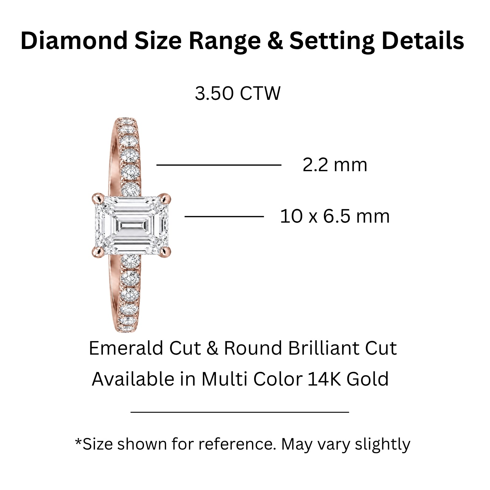 1.50-4.50 Carat T.W. Emerald and Round-cut Lab Grown Diamond (F/VS+) 14K Gold Solitaire Band Ring