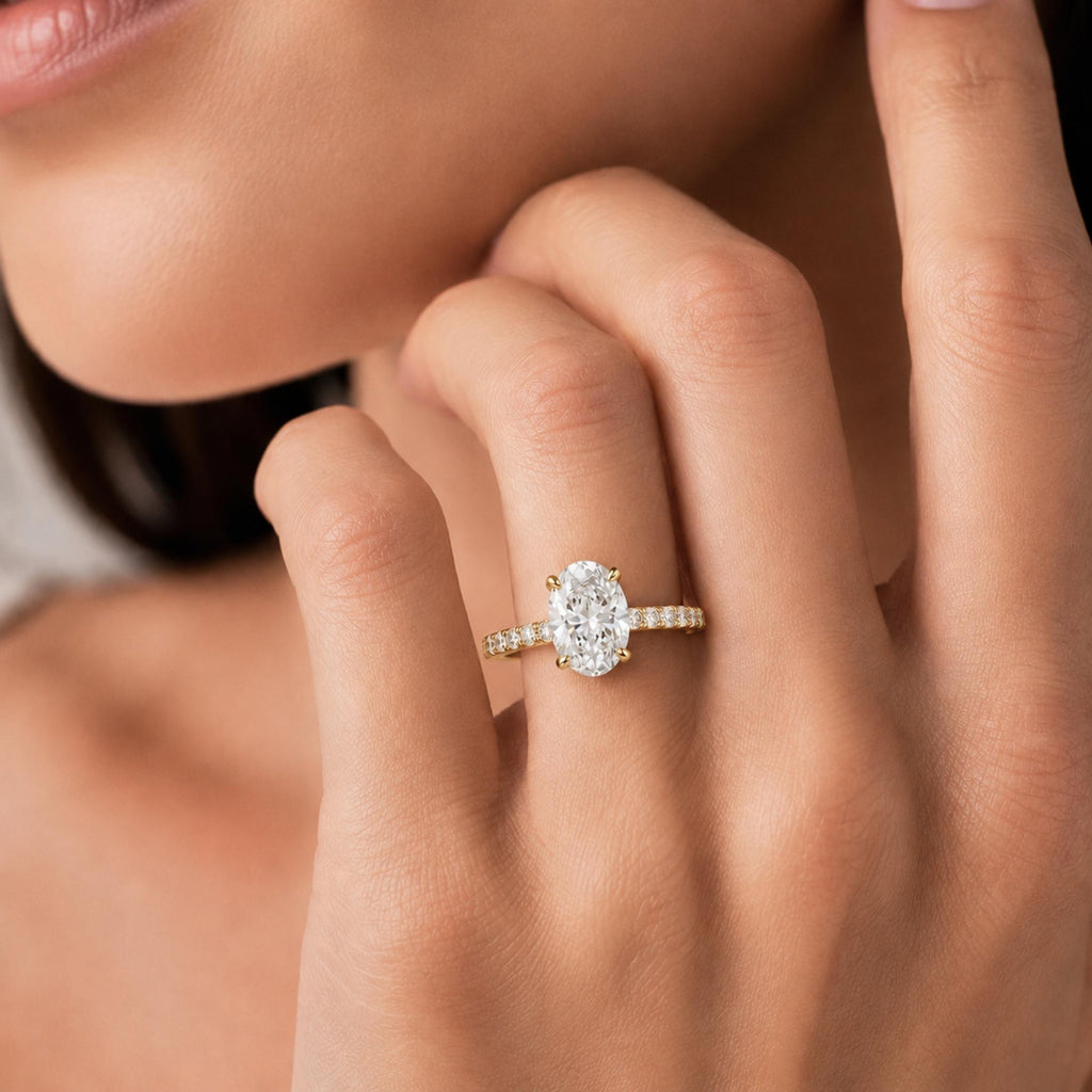 Diamonair Solitaire Band Ring Set - Lab Grown Diamond 14K Gold Solitaire Band Ring