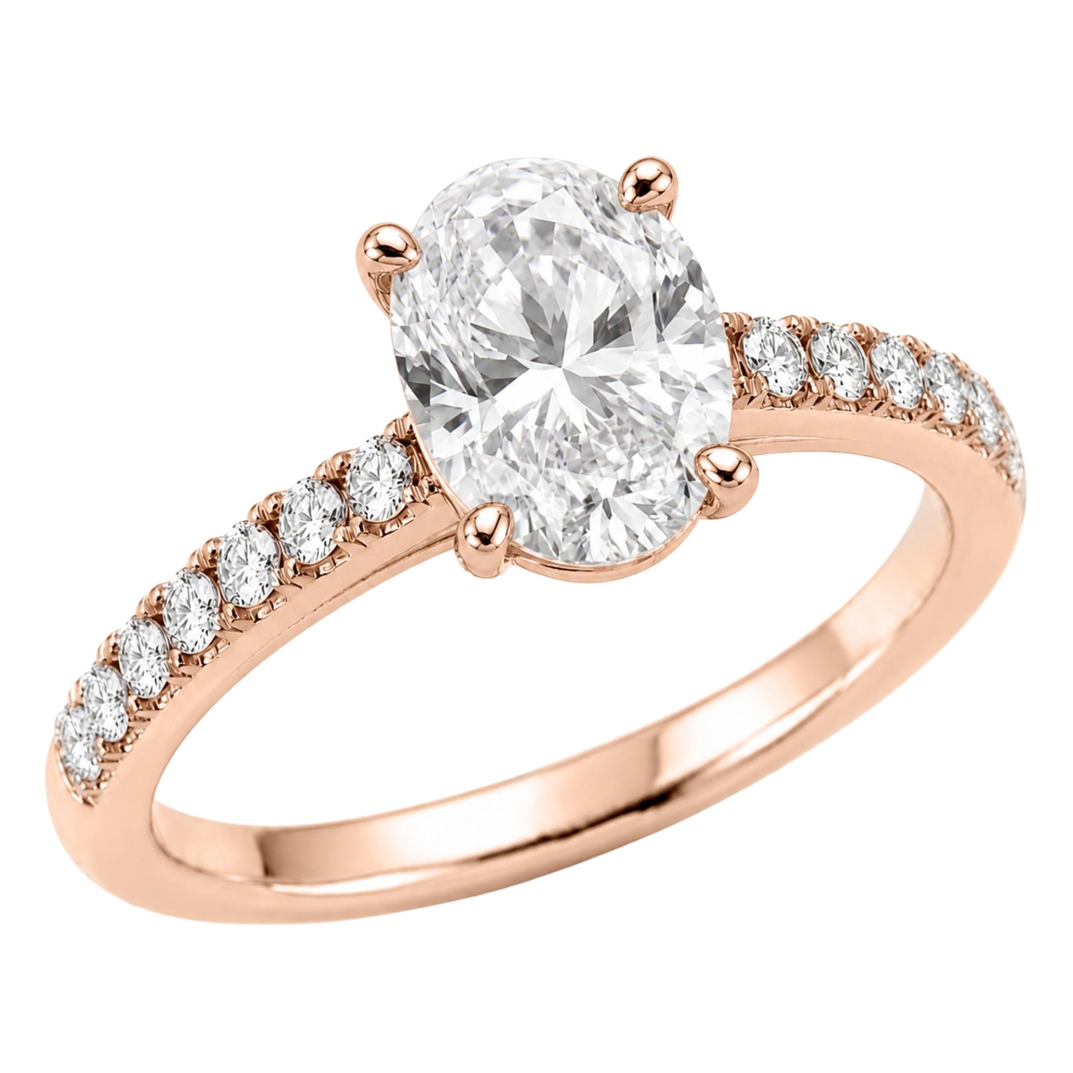1.50-4.50 Carat T.W. Oval and Round-cut Lab Grown Diamond (F/VS+) 14K Gold Solitaire Band Ring