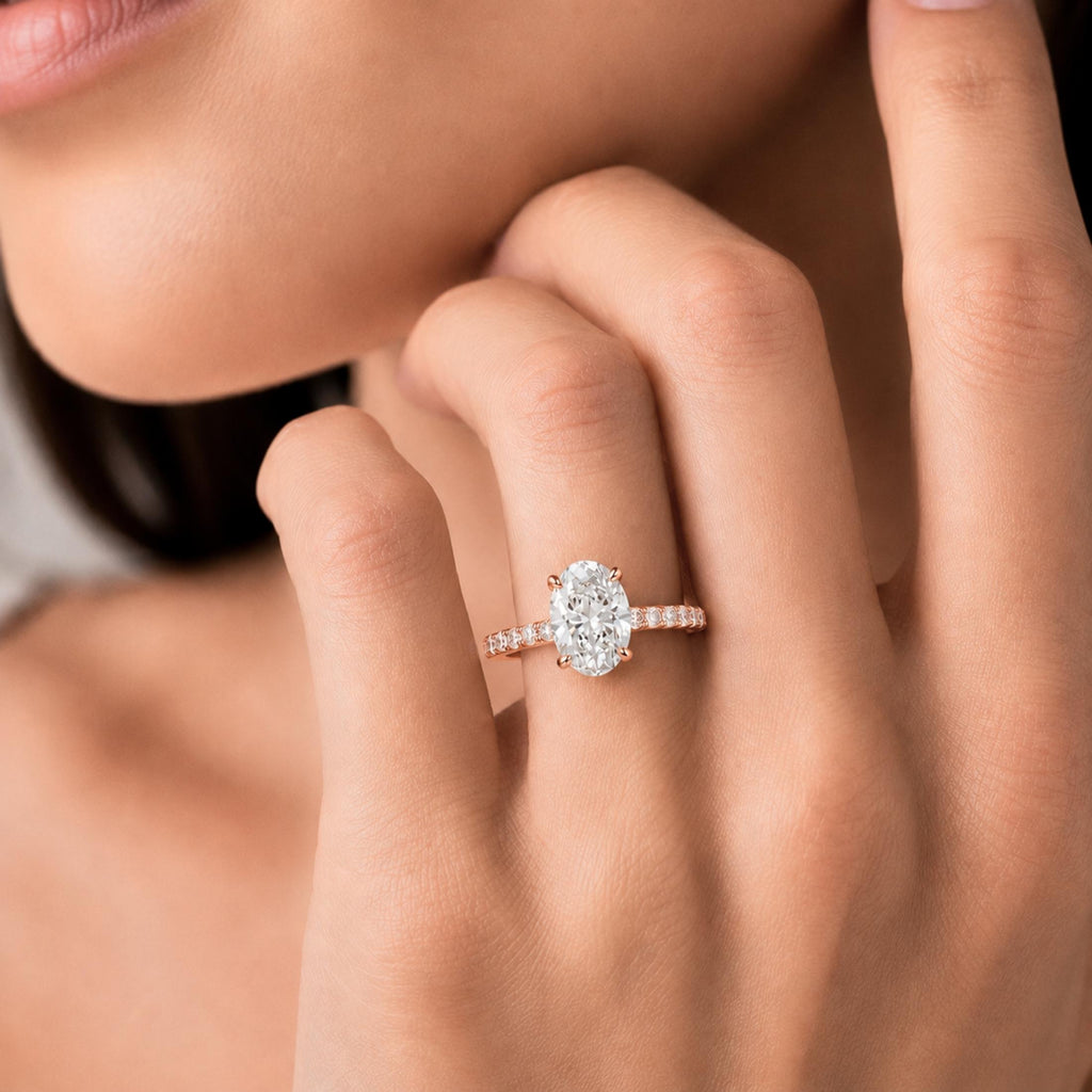 Diamonair Solitaire Band Ring Set - Lab Grown Diamond 14K Gold Solitaire Band Ring