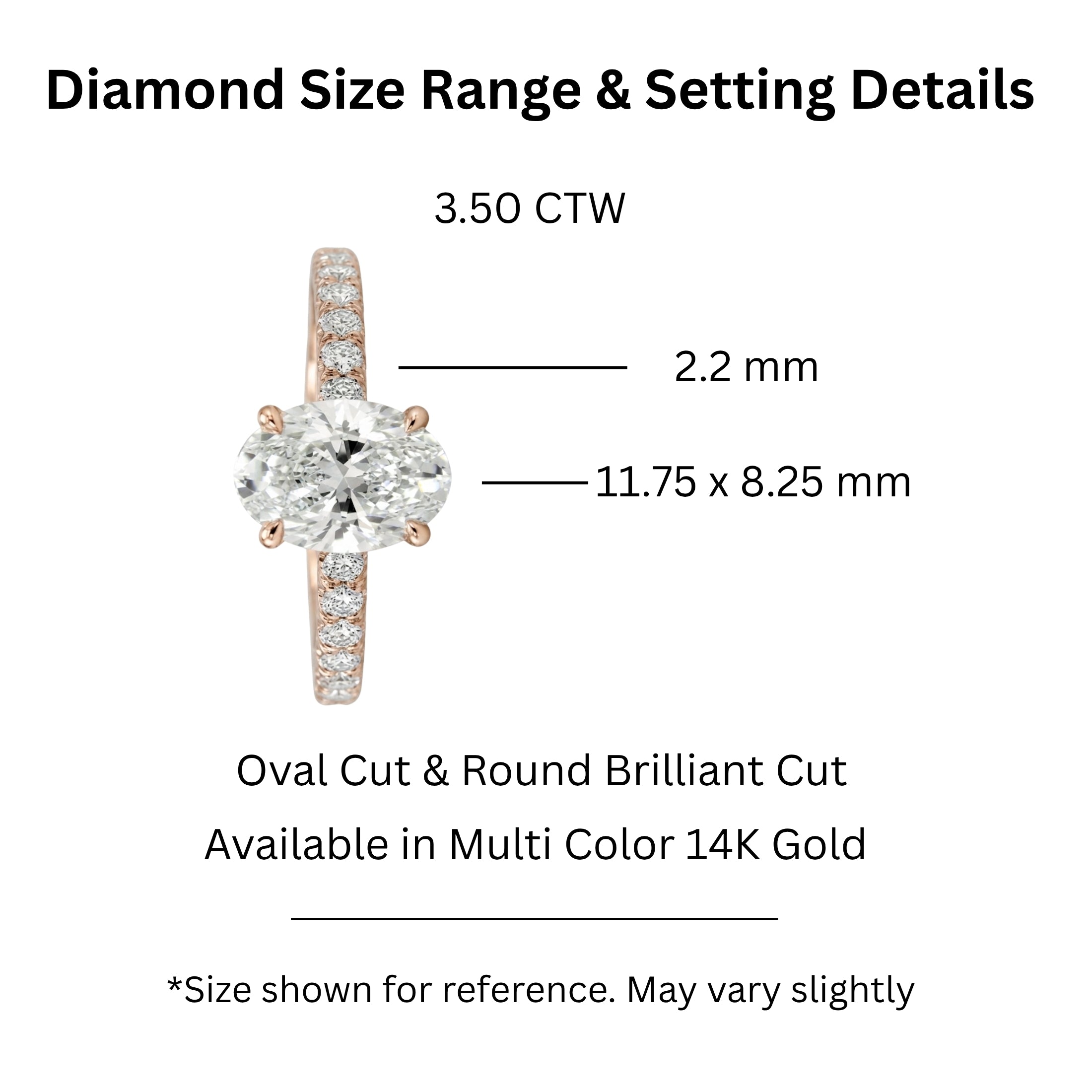 1.50-4.50 Carat T.W. Oval and Round-cut Lab Grown Diamond (F/VS+) 14K Gold Solitaire Band Ring