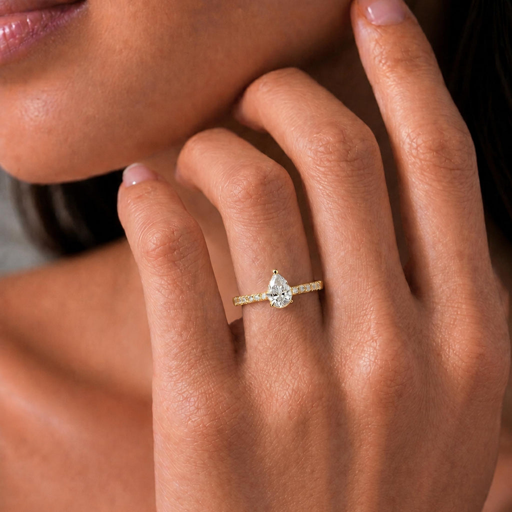 Diamonair Solitaire Band Ring Set - Lab Grown Diamond 14K Gold Solitaire Band Ring