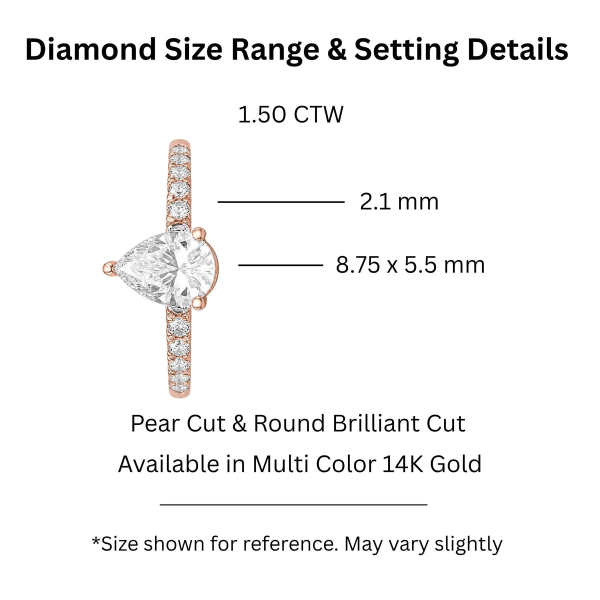 Diamonair Solitaire Band Ring Set - Lab Grown Diamond 14K Gold Solitaire Band Ring